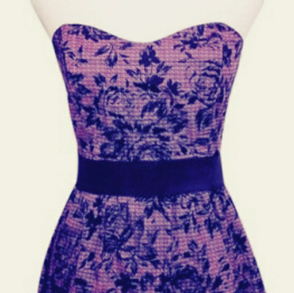 NWT strapless purple & black dress